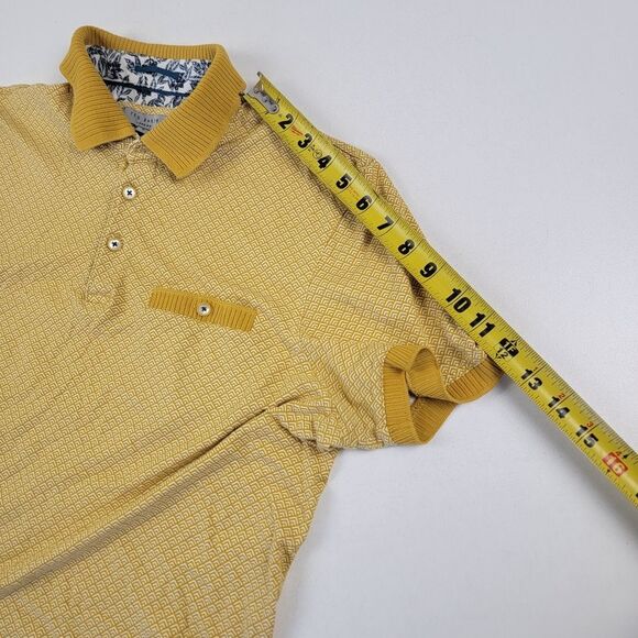 Ted Baker Men's Mustard Polo Shirt‎ Mens Size 3 Medium Short Sleeve - Picture 6 of 9